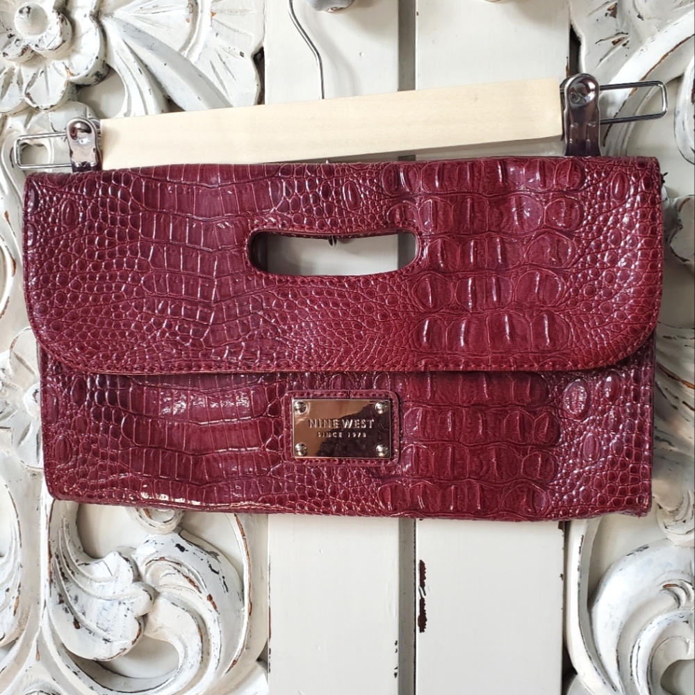 Nine West burgundy clutch purse